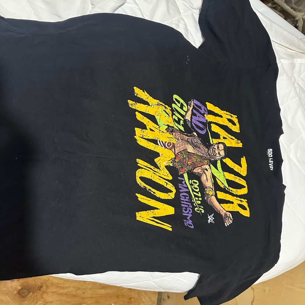 WWE Razor Ramon Black Tee with Yellow and Purple Graphics - Picture 2 of 6